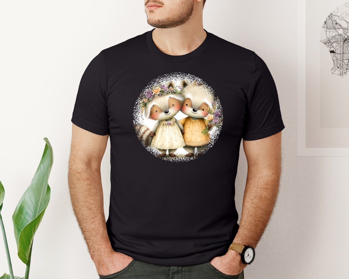 brand:Bella Canvas|color:Black|Couple Animals Round Tshirt 27 Graphic T-Shirt