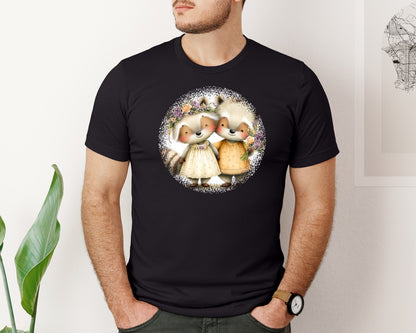 brand:Bella Canvas|color:Black|Couple Animals Round Tshirt 27 Graphic T-Shirt