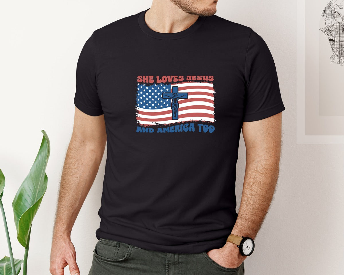 brand:Bella Canvas|color:Black|Retro America T Shirt Graphic T-Shirt