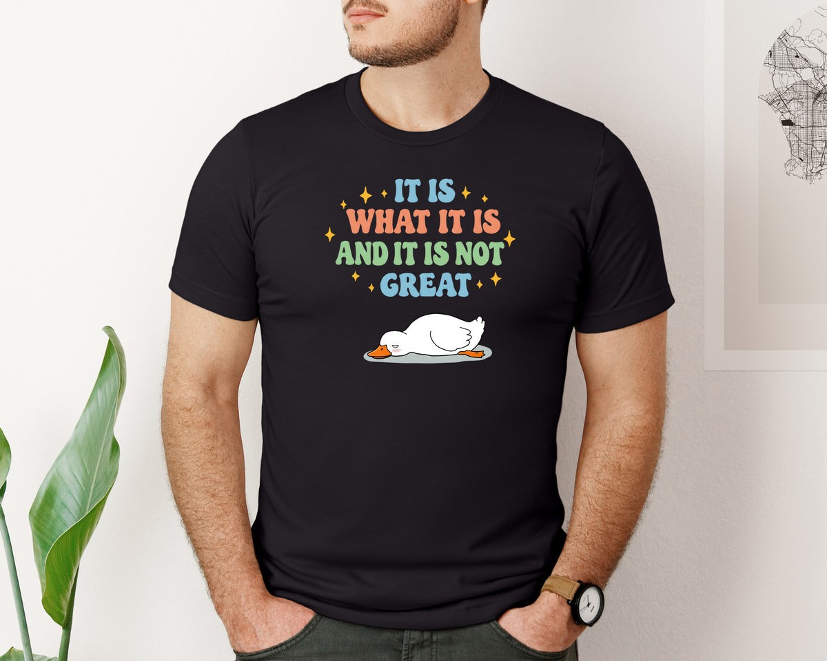 brand:Bella Canvas|color:Black|Funny Duck It Is What It Is Graphic T-Shirt