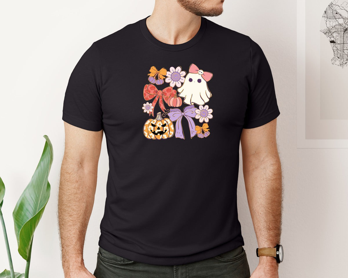 brand:Bella Canvas|color:Black|Coquette Halloween Ghost Spooky Graphic T-Shirt