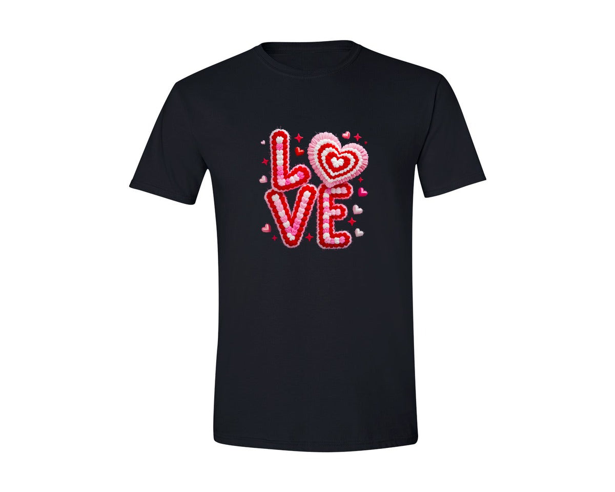 brand:Generic|color:Black|Love Faux Yarn Valentine 7 Graphic T-Shirt