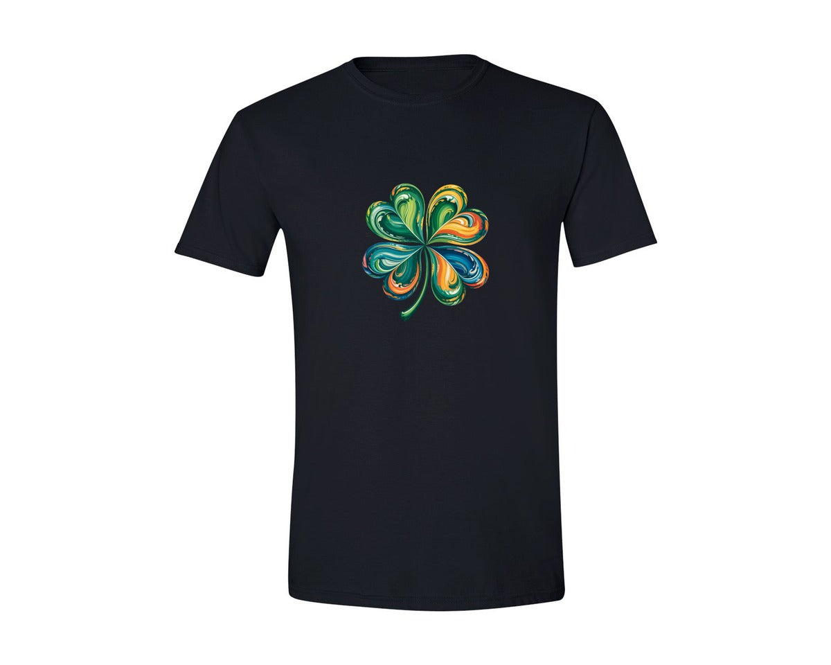 brand:Generic|color:Black|St Patricks Four Leaf Shamrock T Shirt Graphic T-Shirt
