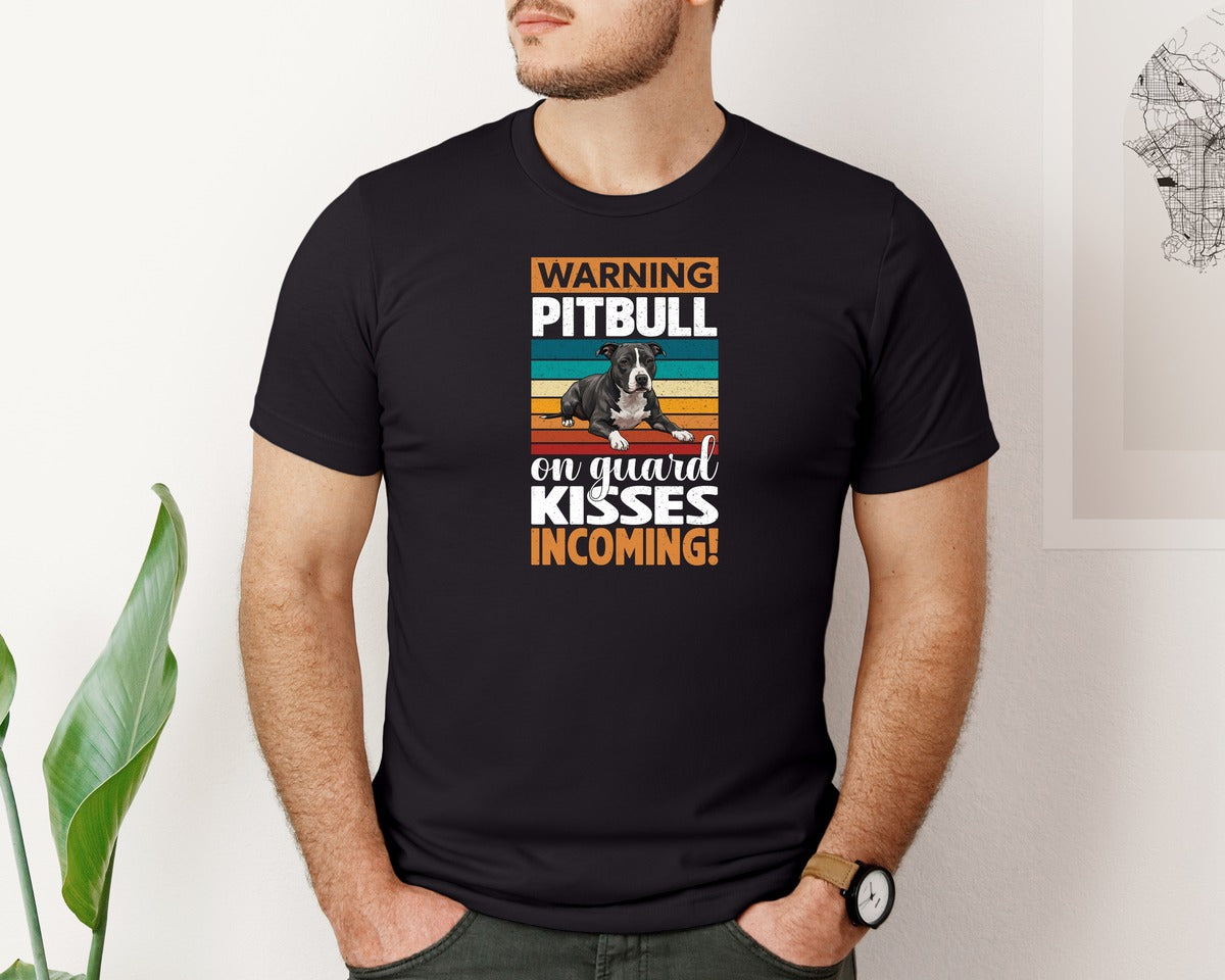 brand:Bella Canvas|color:Black|Warning Pitbull Dog T Shirt Graphic T-Shirt