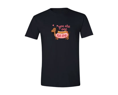 brand:Generic|color:Black|You Are One Hot Dog Dachshund Valentine Graphic T-Shirt