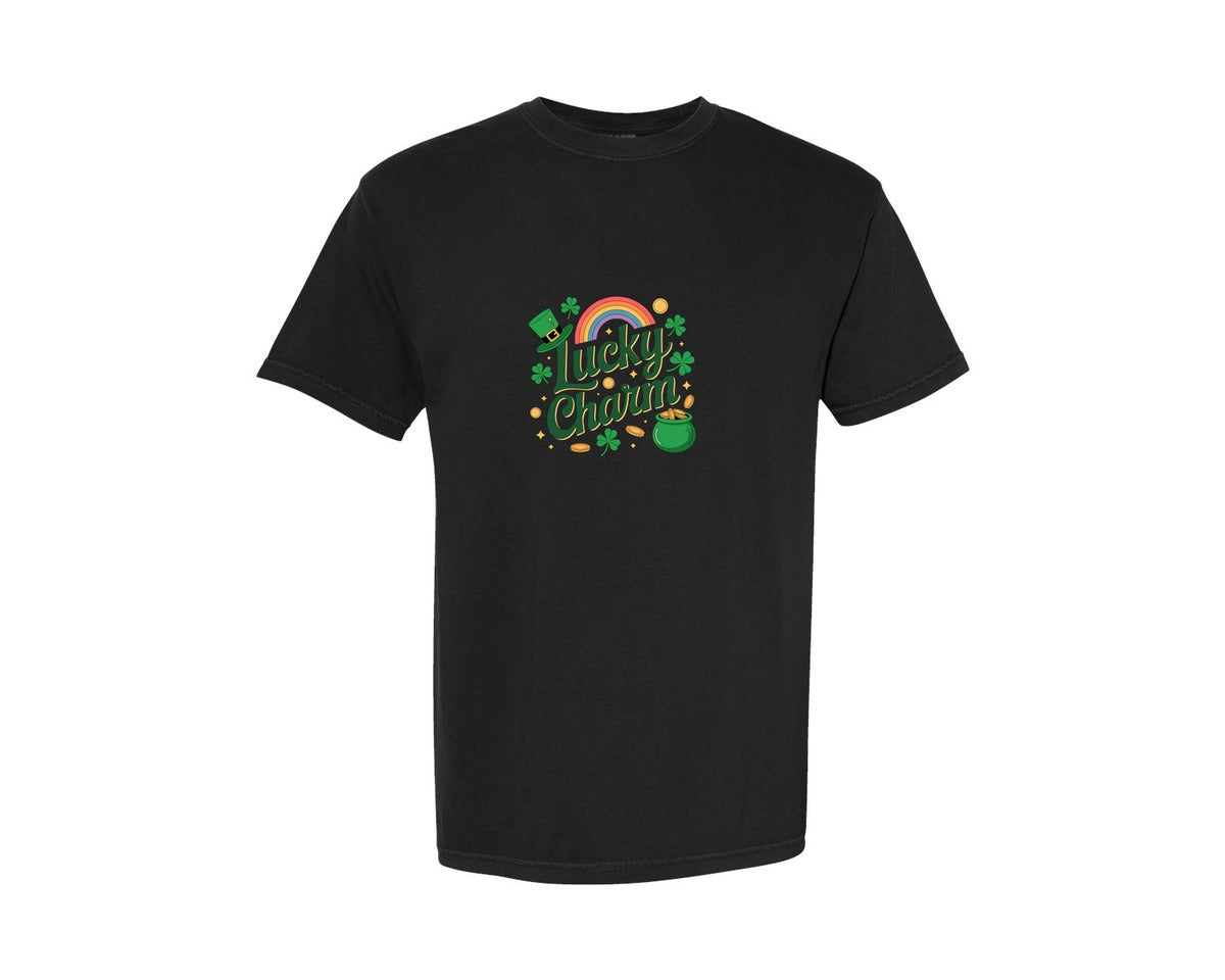 brand:Comfort Colors|color:Black|Lucky Lucky Charm Pngsaint Patrick 2 Graphic T-Shirt