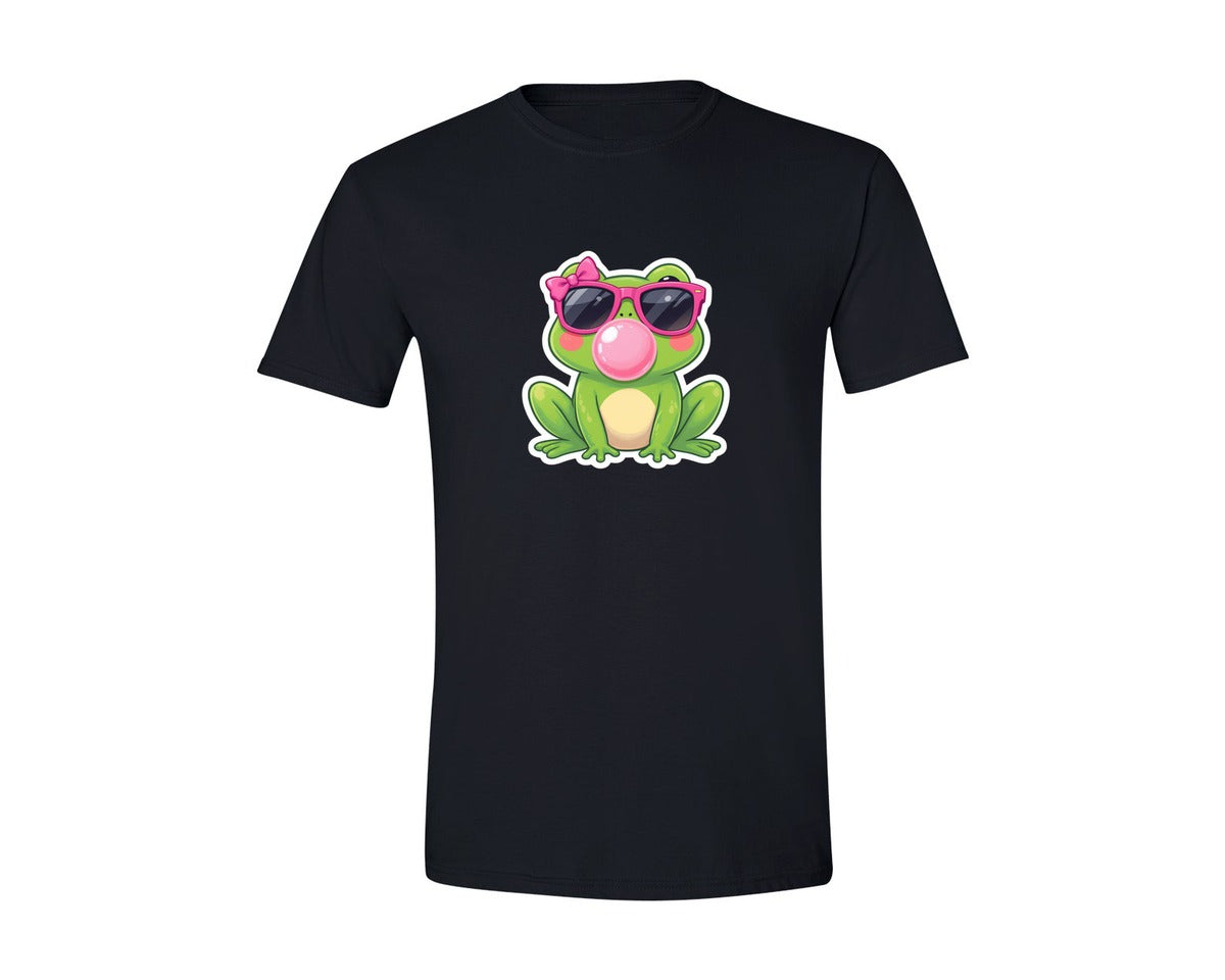 brand:Generic|color:Black|Bubblegum Frog Sunglasses Graphic T-Shirt