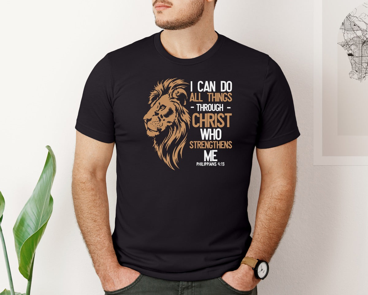 brand:Bella Canvas|color:Black|I Can Do All Things Through Christ 12 Graphic T-Shirt