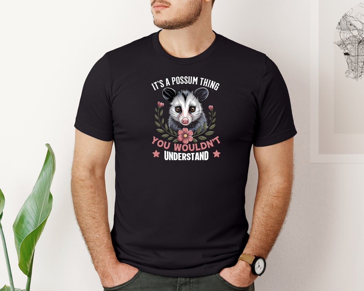 brand:Bella Canvas|color:Black|Cute Possum T Shirt Design Graphic T-Shirt