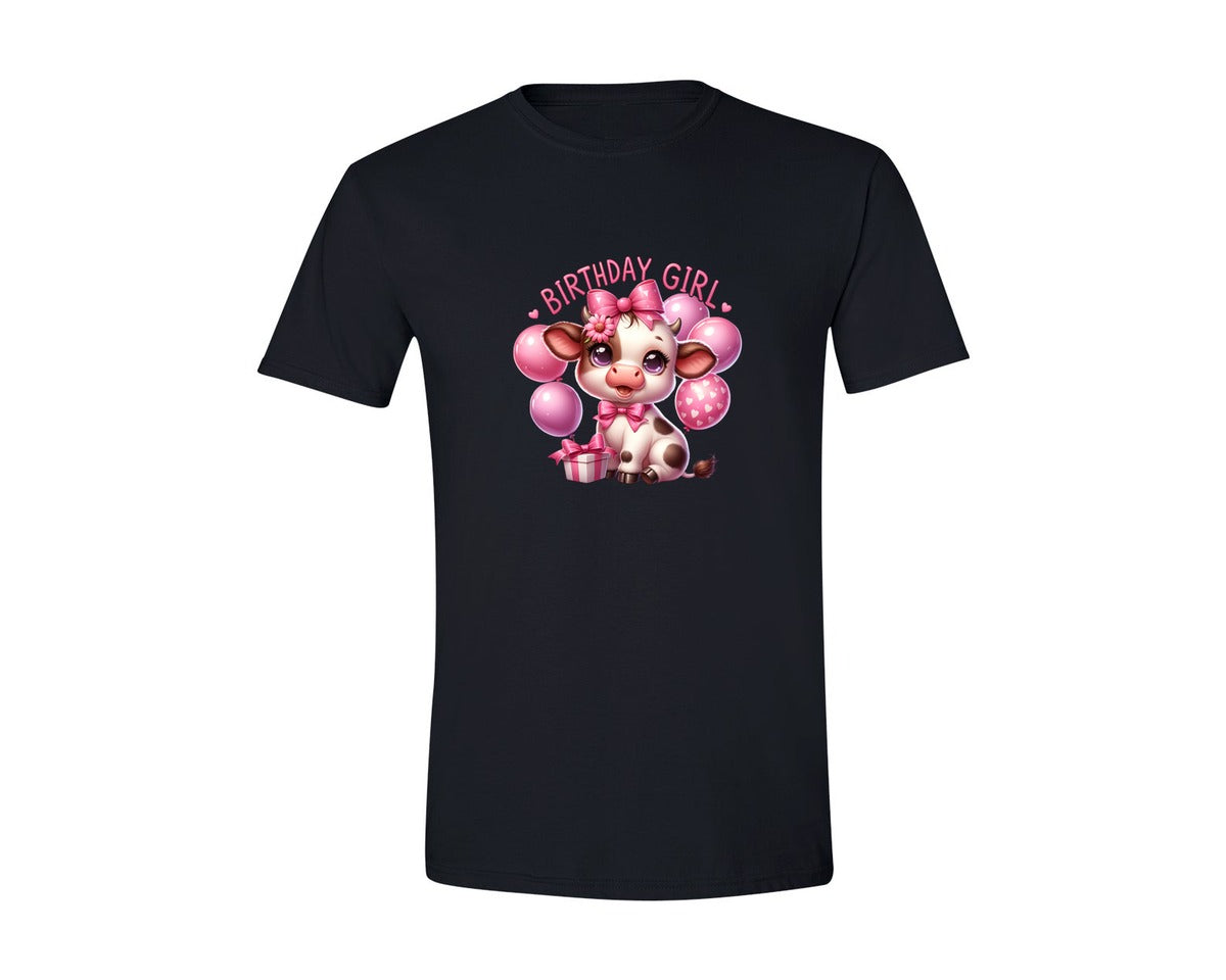 brand:Generic|color:Black|Baby Cow Birthday Girl Graphic T-Shirt