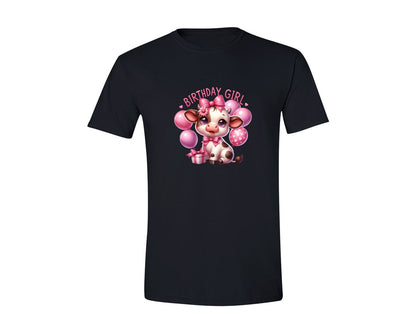 brand:Generic|color:Black|Baby Cow Birthday Girl Graphic T-Shirt