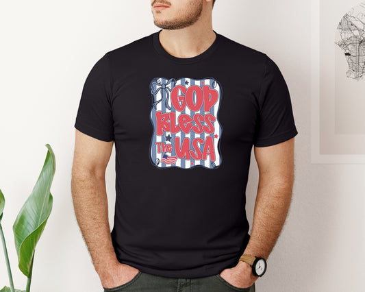 Preppy God Bless The Usa Coquette Graphic T-Shirt