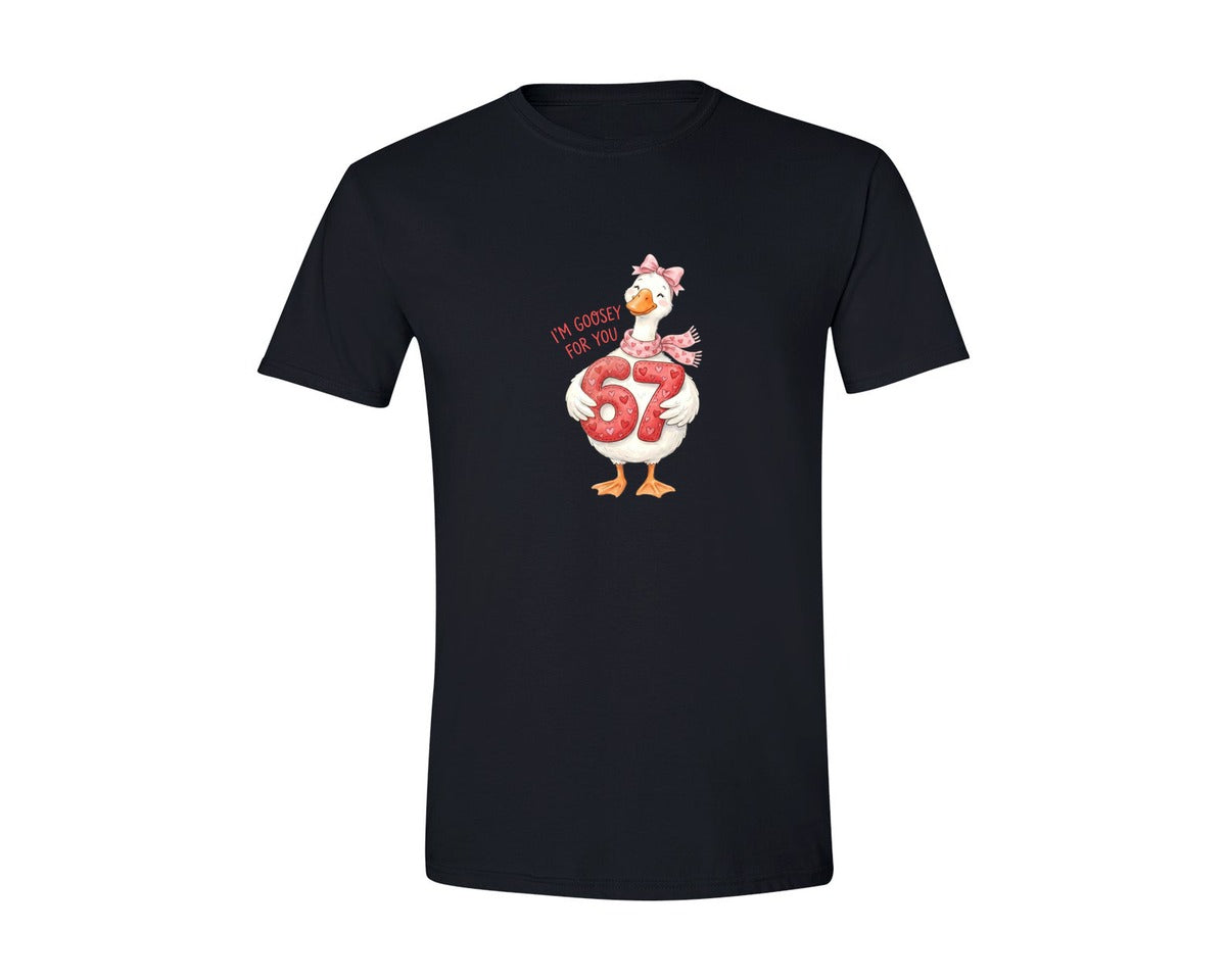 brand:Generic|color:Black|Valentine Goose Six Seven Viral Meme Graphic T-Shirt