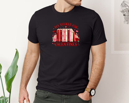 brand:Bella Canvas|color:Black|All Booked For Valentines Book Graphic T-Shirt