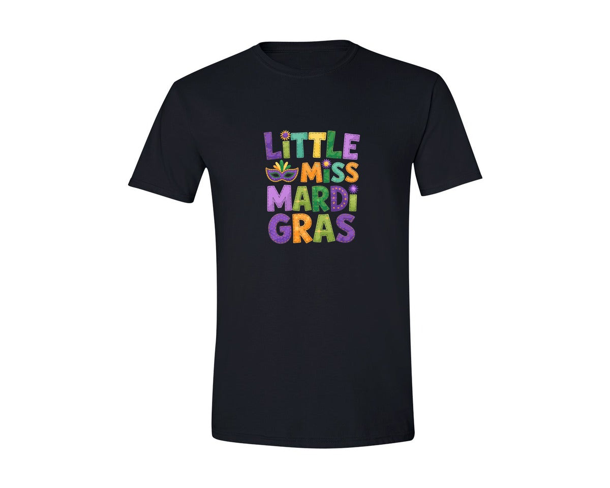 brand:Generic|color:Black|Little Miss Mardi Gras 9 Graphic T-Shirt