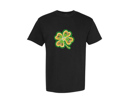 brand:Comfort Colors|color:Black|St Patricks Day Glitter Shamrock 2 Graphic T-Shirt