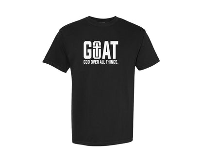 brand:Comfort Colors|color:Black|G O A T God Over All Things Christian Graphic T-Shirt