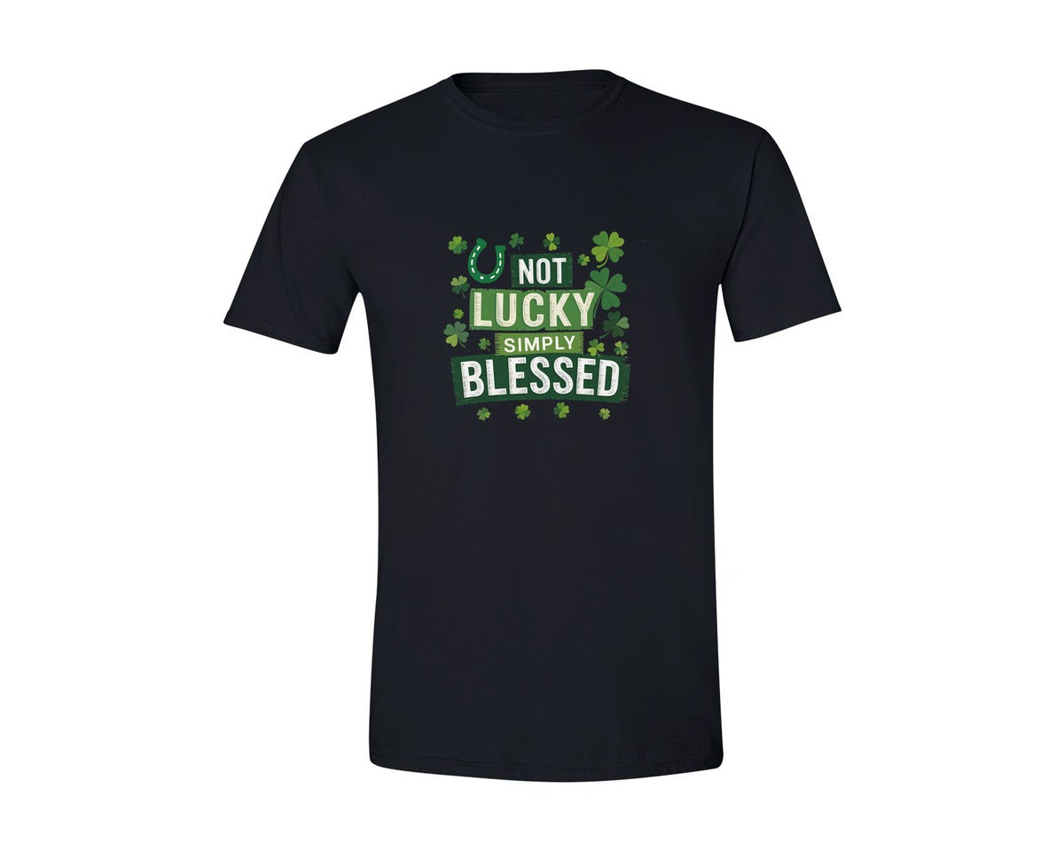 brand:Generic|color:Black|Not Lucky Simply Blessed St Patrick 7 Graphic T-Shirt