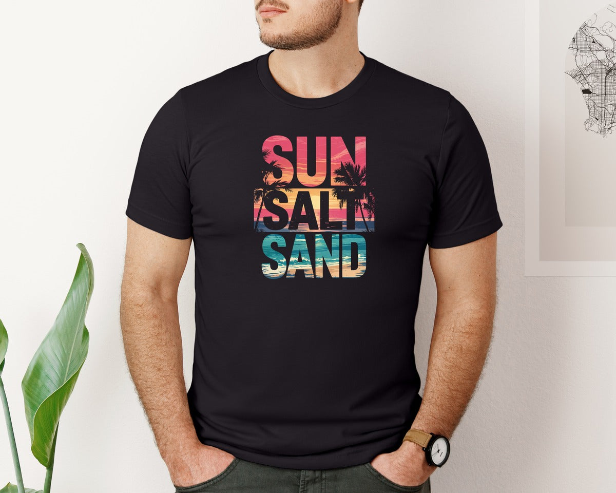 brand:Bella Canvas|color:Black|Summer Sun Salt Sand Summer Vibes 2 Graphic T-Shirt