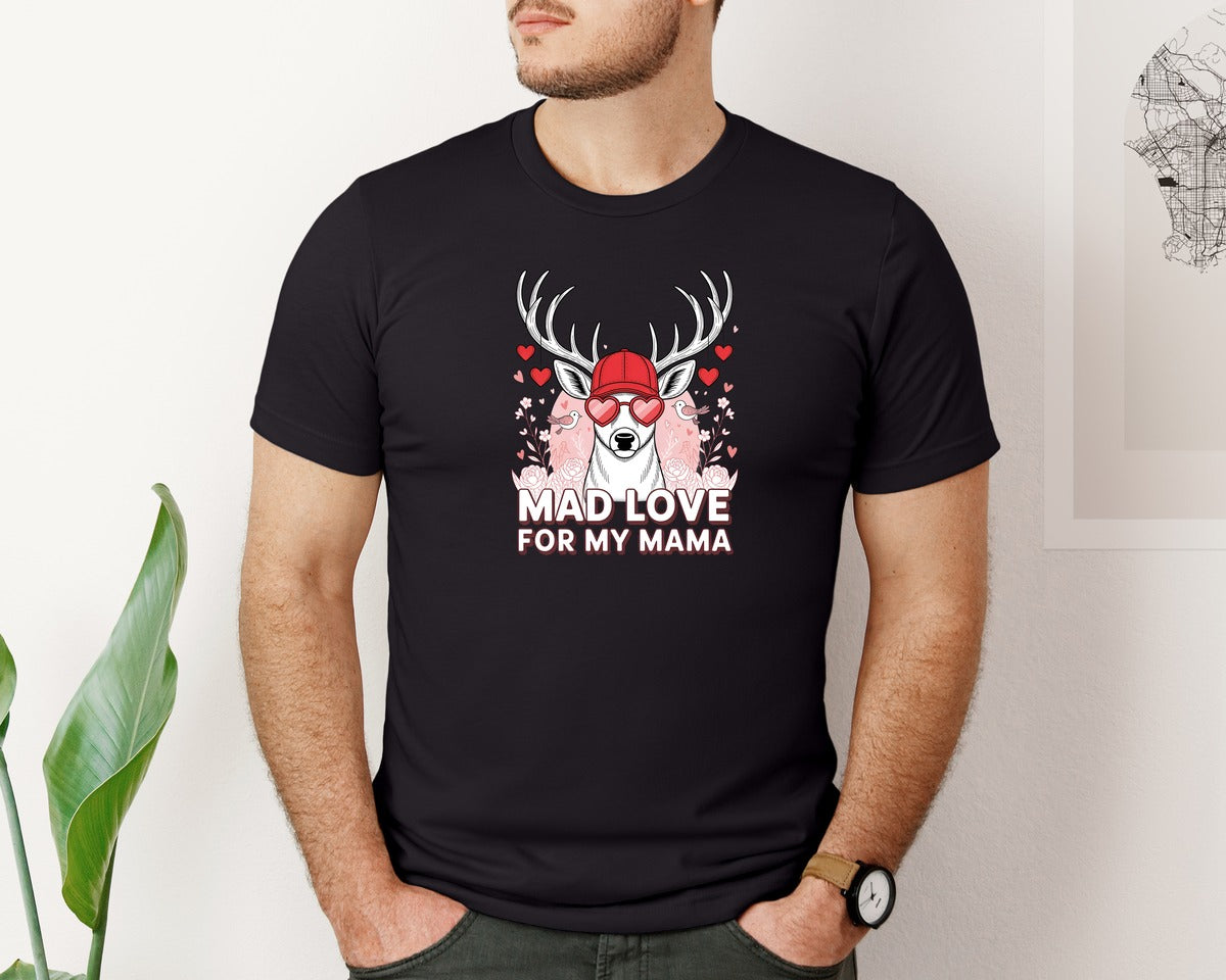 brand:Bella Canvas|color:Black|Boys Valentines Mad Love For Mama P 2 Graphic T-Shirt