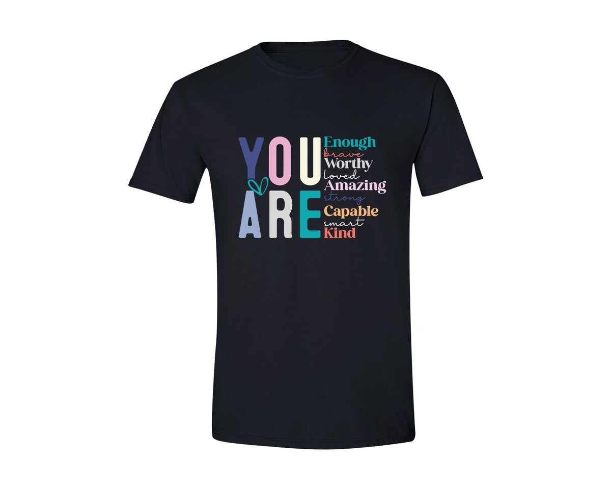 brand:Generic|color:Black|You Are Enough Self Love Graphic T-Shirt
