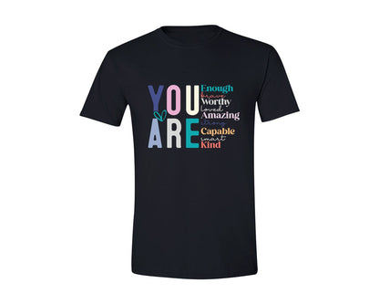 brand:Generic|color:Black|You Are Enough Self Love Graphic T-Shirt