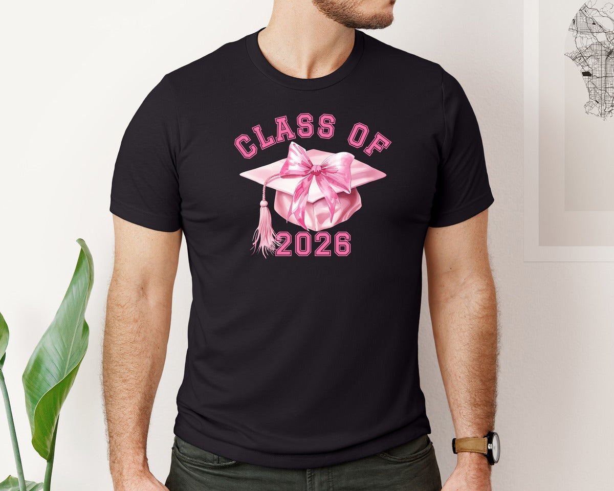 brand:Bella Canvas|color:Black|Preppy Varsity Class Of Senior 2026 Graphic T-Shirt