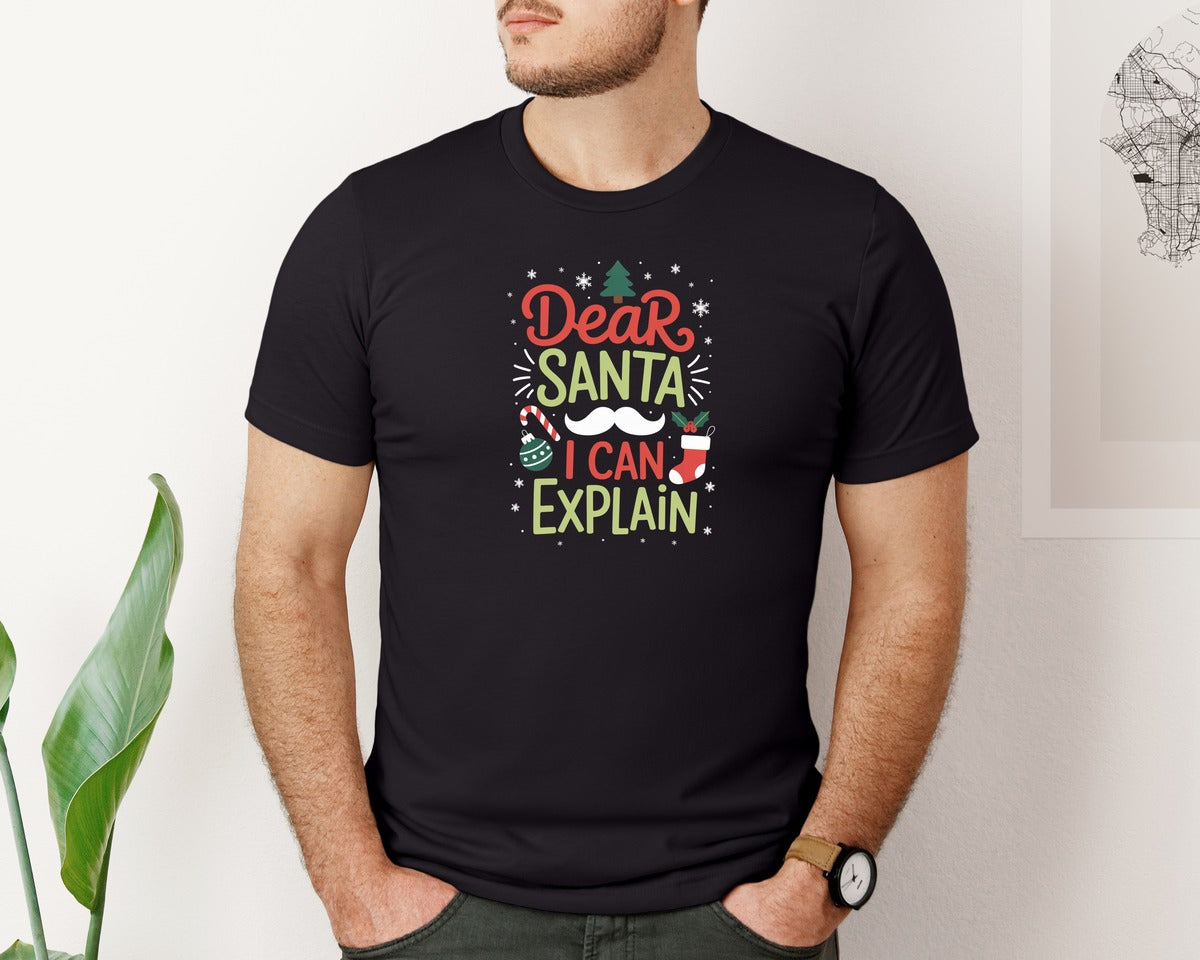 brand:Bella Canvas|color:Black|Dear Santa I Can Explain Christmas 11 Graphic T-Shirt