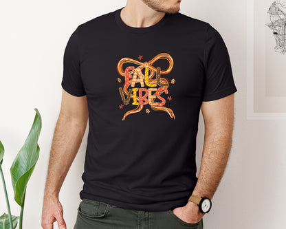 brand:Bella Canvas|color:Black|Fall Coquette Bow Fall Vibes 2 Graphic T-Shirt
