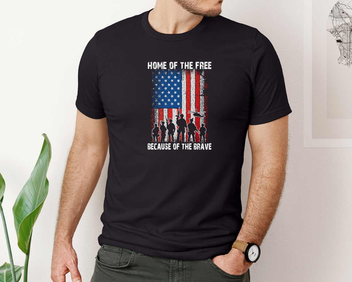 brand:Bella Canvas|color:Black|Patriotic Brave Veterans Day T Shirt Graphic T-Shirt