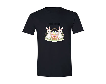 brand:Generic|color:Black|Happy Easter Bunnies With Basket Cu Graphic T-Shirt