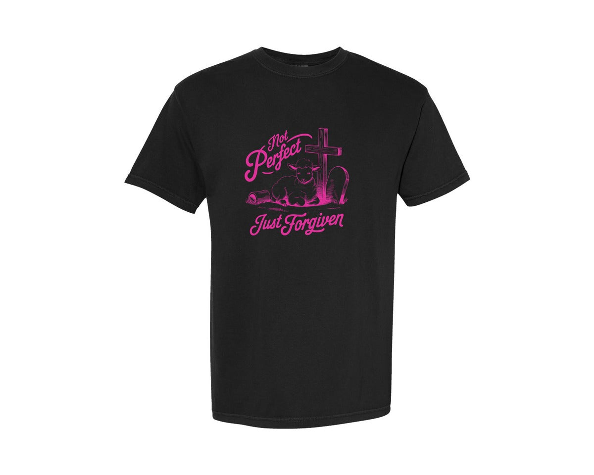 brand:Comfort Colors|color:Black|Not Perfect Just Forgiven Design 18 Graphic T-Shirt