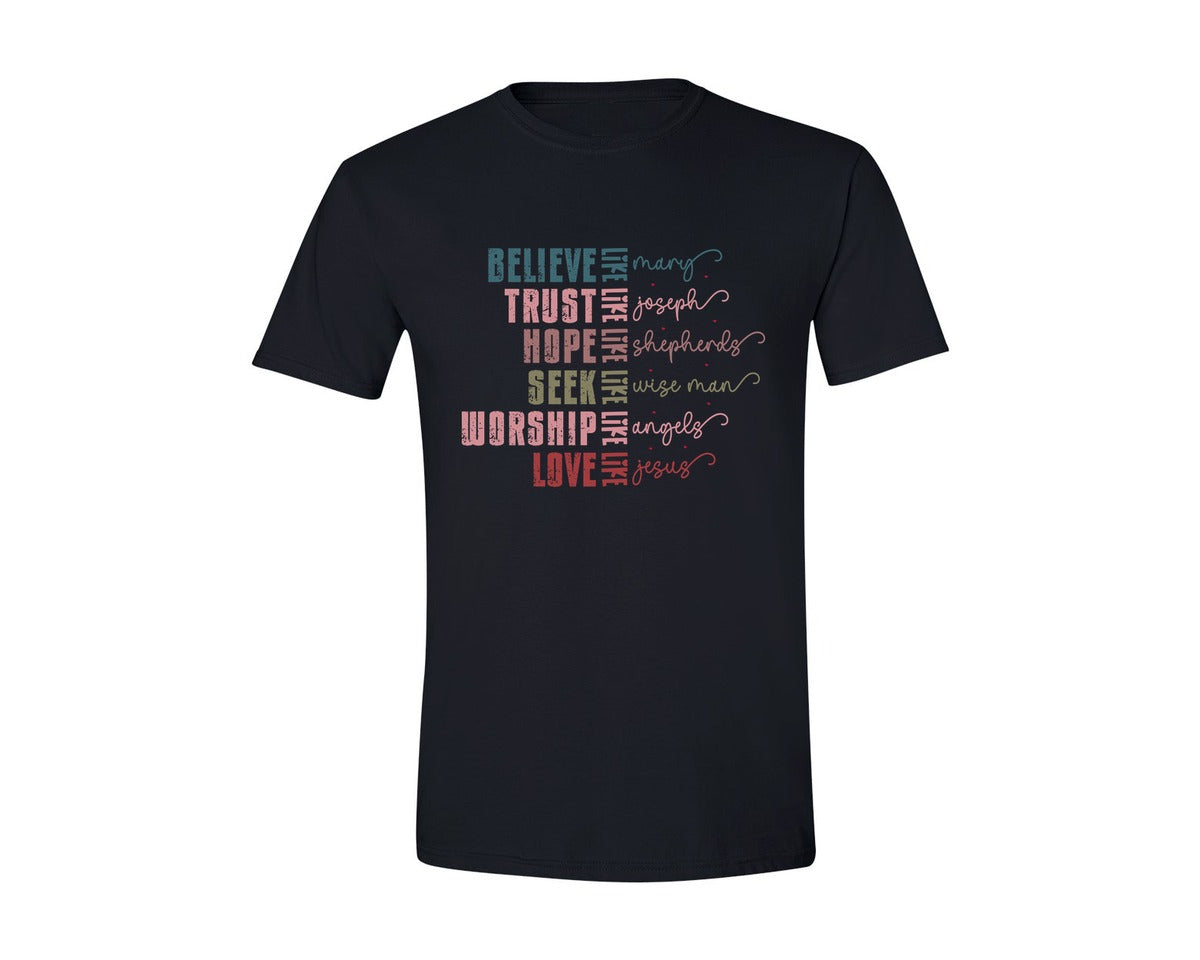 brand:Generic|color:Black|Believe Like Christian Valentine 2 Graphic T-Shirt