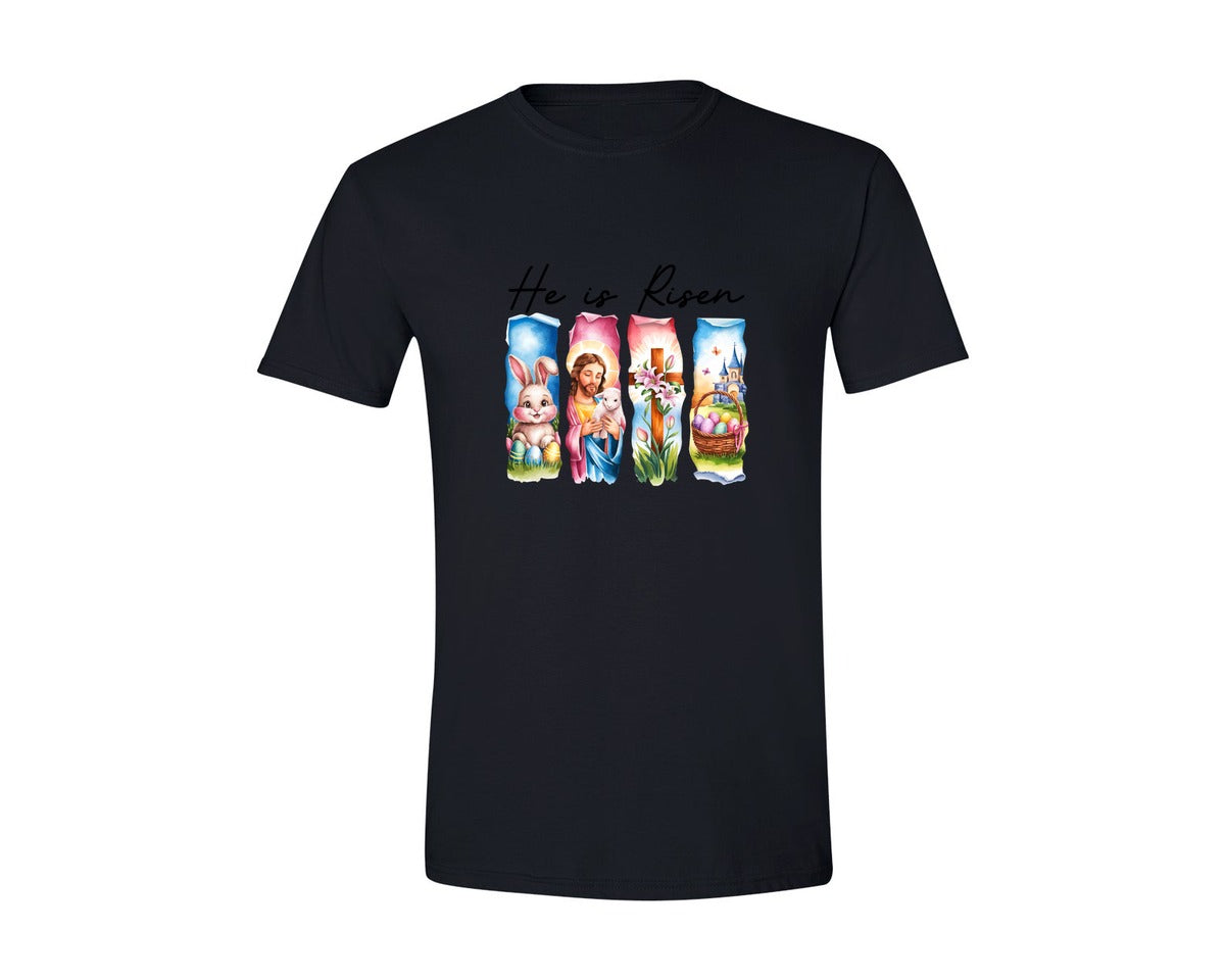 brand:Generic|color:Black|He Is Risen Easter Jesus Christian Graphic T-Shirt