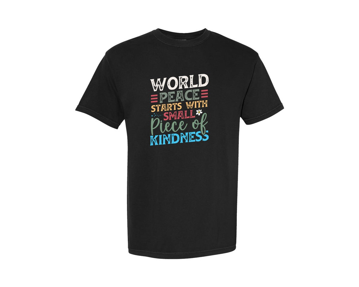 brand:Comfort Colors|color:Black|World Peace Starts With Small Piece Graphic T-Shirt