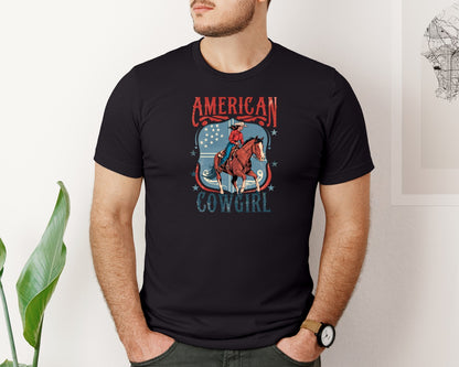 brand:Bella Canvas|color:Black|American Cowgirl Vintage Rodeo Design 2 Graphic T-Shirt