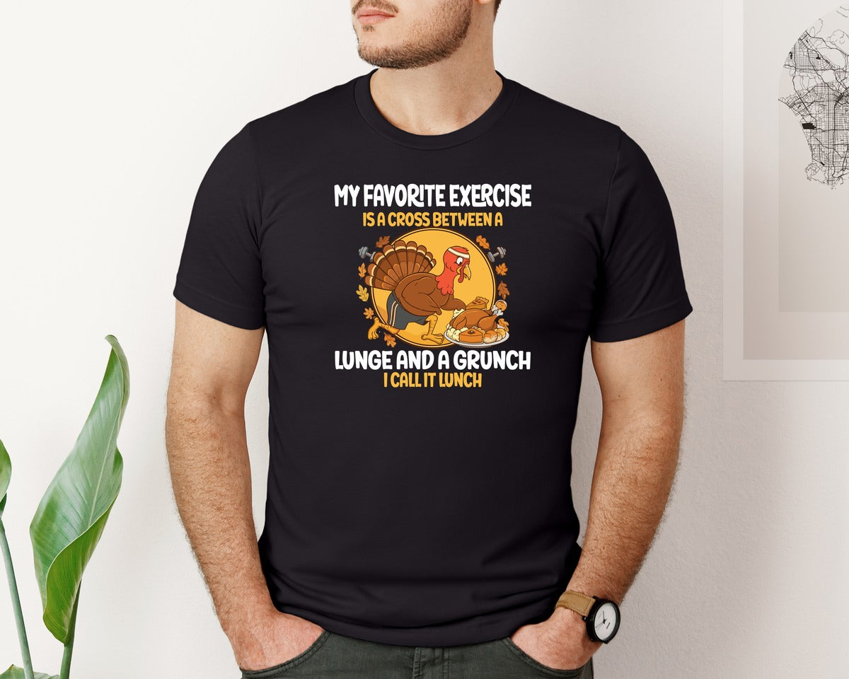 brand:Bella Canvas|color:Black|Funny Thanksgiving Workout Turkey Graphic T-Shirt