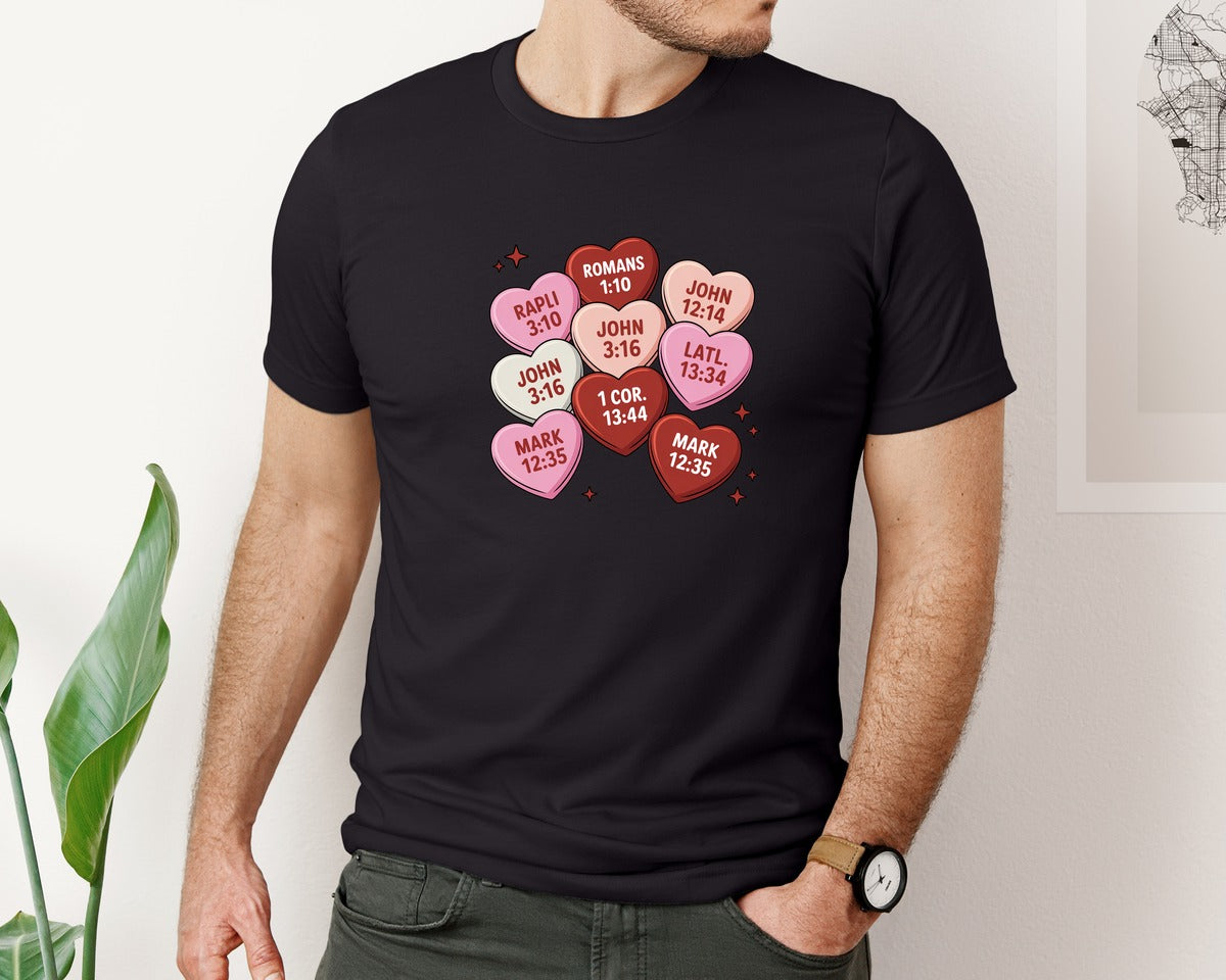 brand:Bella Canvas|color:Black|Bible Verse Valentine Sweatshirt Graphic T-Shirt