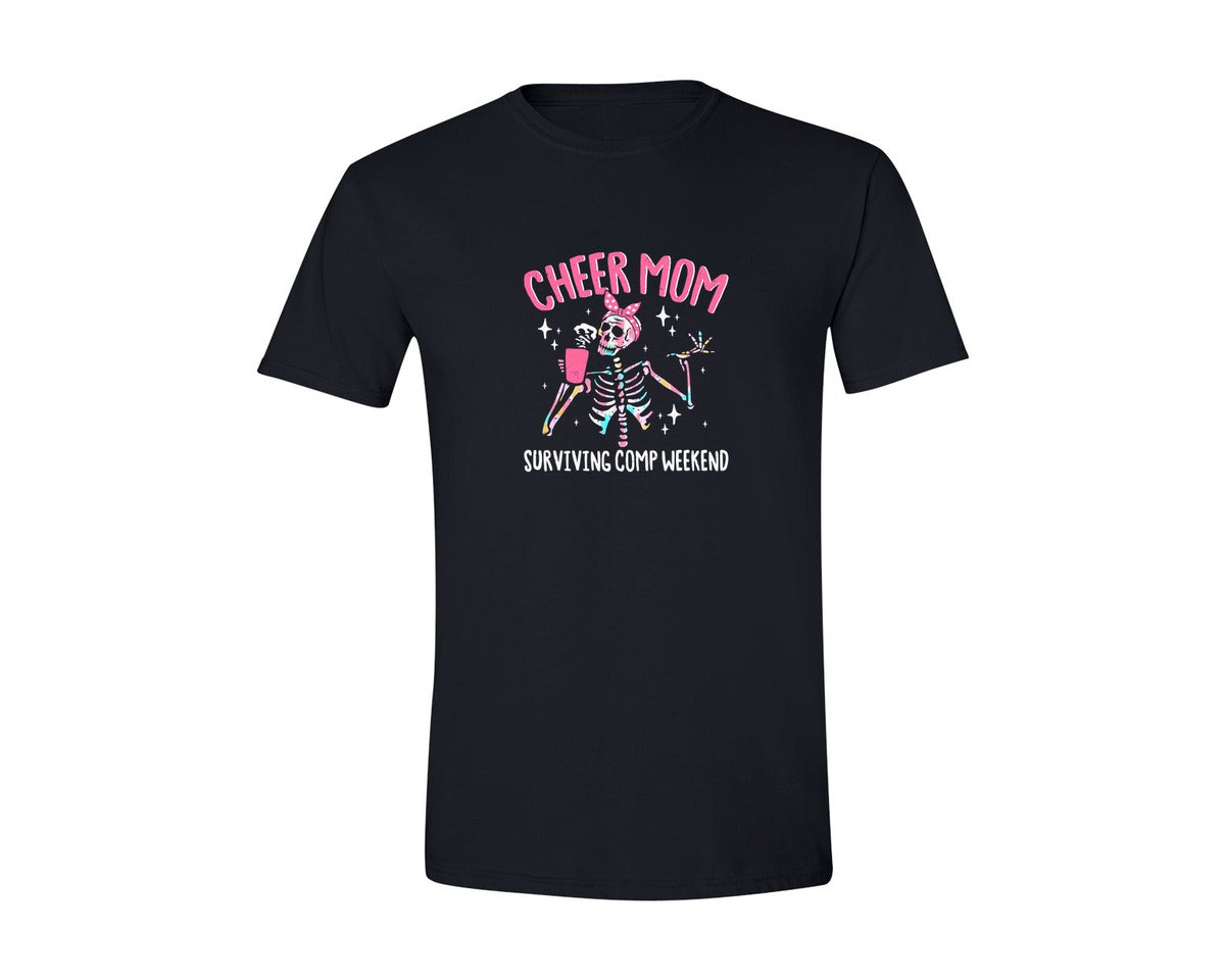 brand:Generic|color:Black|Cheer Mom Surviving Comp Weekend Graphic T-Shirt