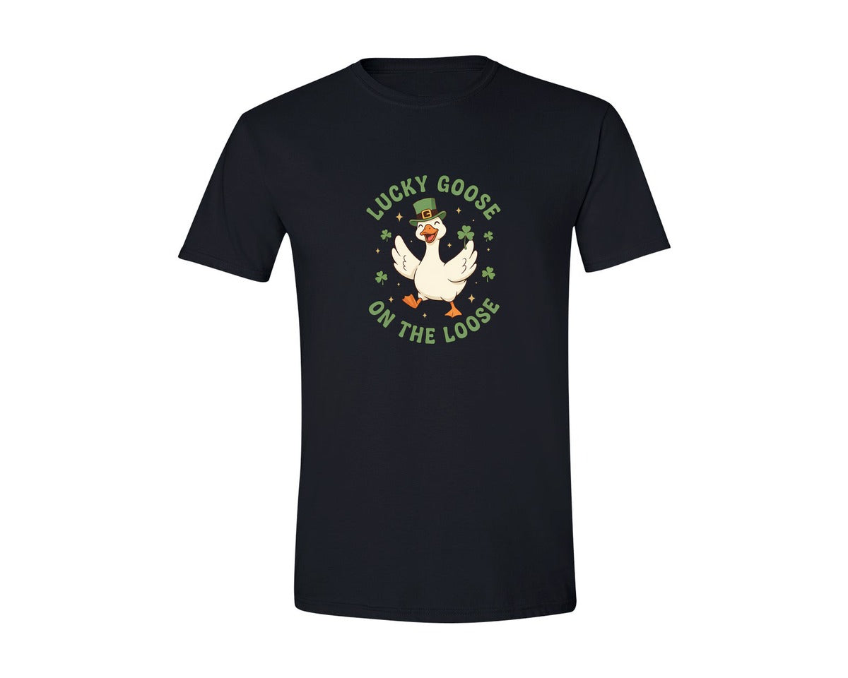brand:Generic|color:Black|Cute St Patricks Day Goose Graphic T-Shirt