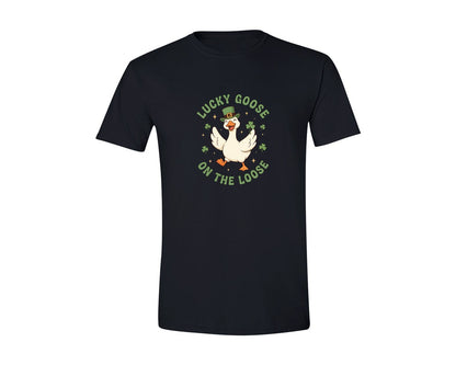 brand:Generic|color:Black|Cute St Patricks Day Goose Graphic T-Shirt