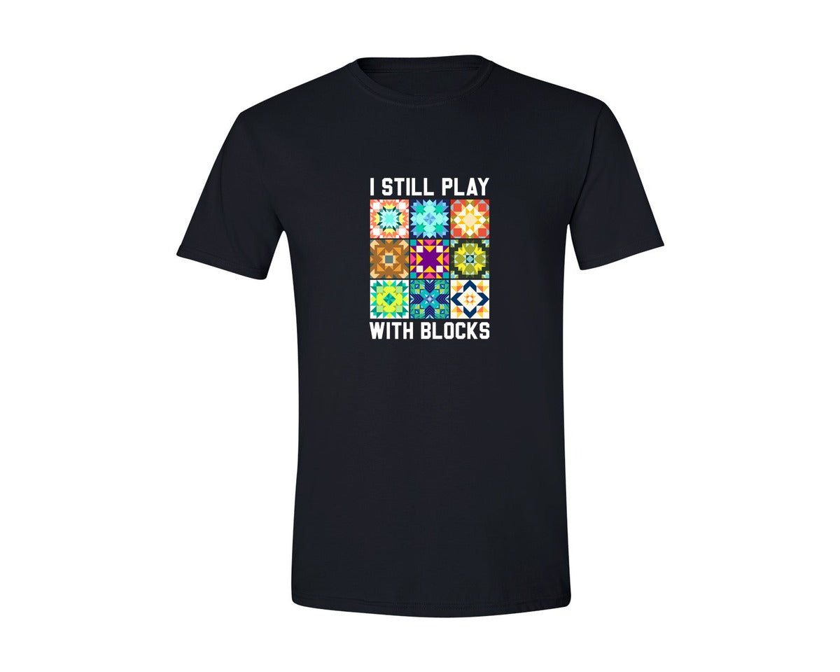 brand:Generic|color:Black|I Still Play With Blocks Pngquilt Block Graphic T-Shirt