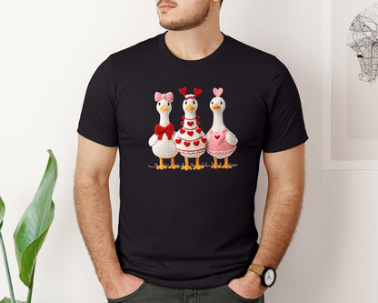 brand:Bella Canvas|color:Black|Just A Lovely Goose Valentine Goose 3 Graphic T-Shirt