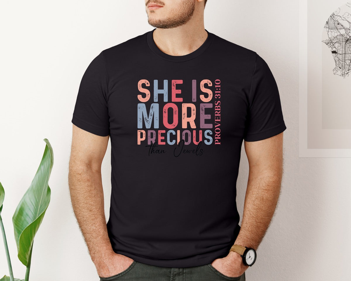 brand:Bella Canvas|color:Black|Christian Quotes Mom Bible Verse Graphic T-Shirt