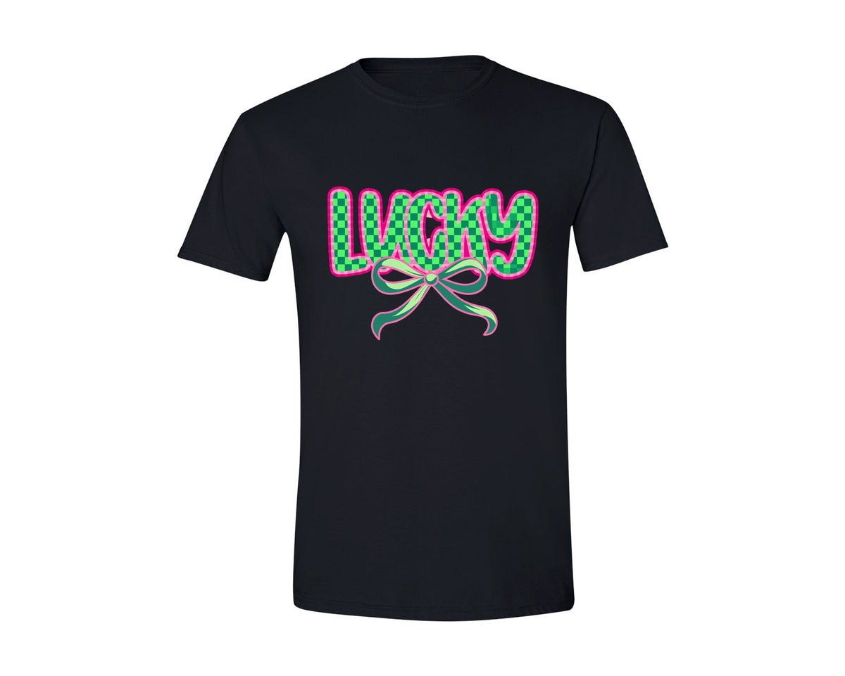 brand:Generic|color:Black|Lucky St Patricks Day Aesthetic Graphic T-Shirt