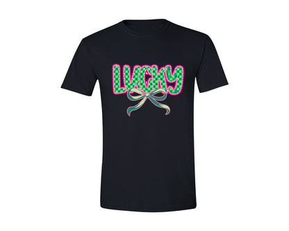 brand:Generic|color:Black|Lucky St Patricks Day Aesthetic Graphic T-Shirt