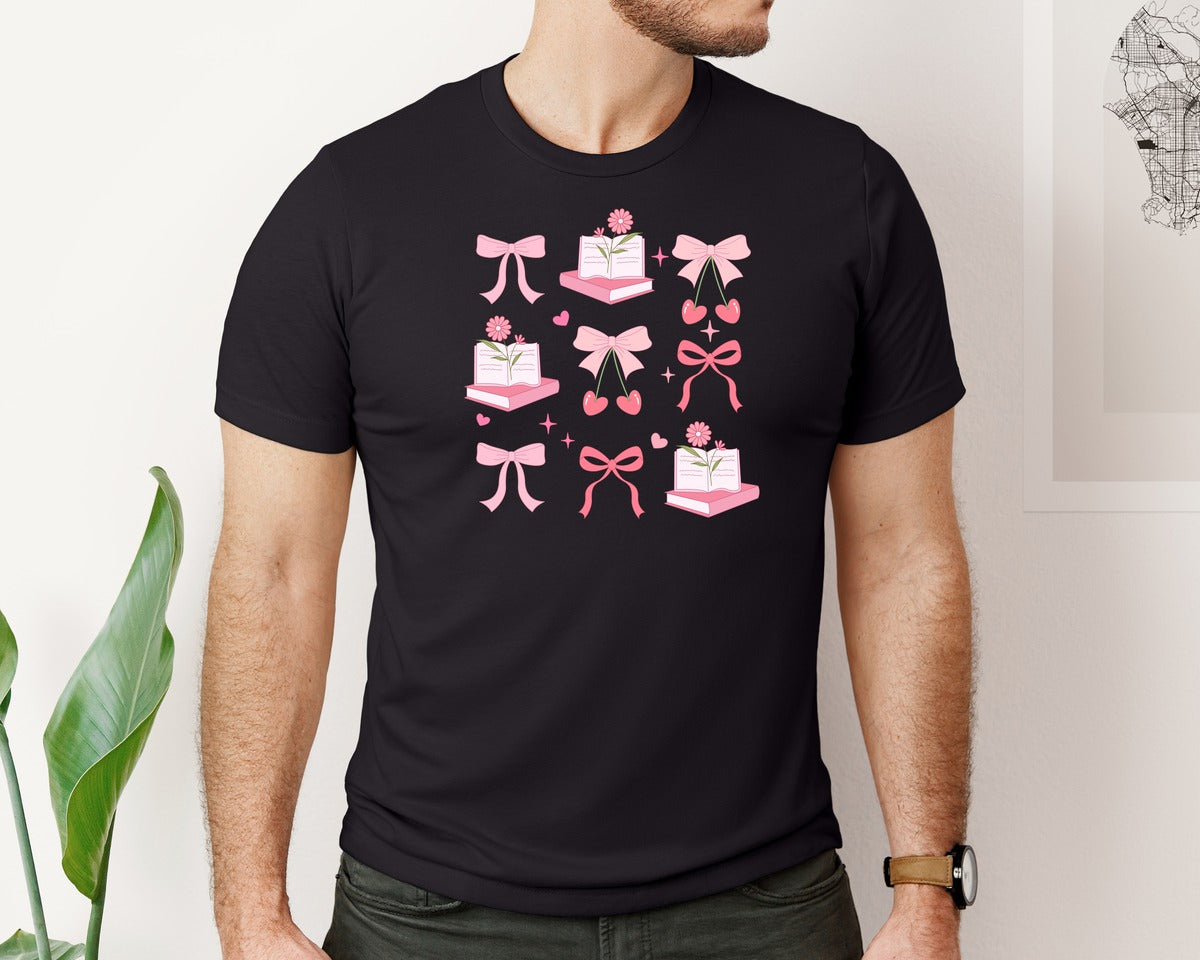 brand:Bella Canvas|color:Black|Vintage Coquette Coffee Book Graphic T-Shirt