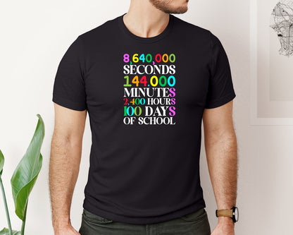 brand:Bella Canvas|color:Black|100 Days Of School Shirts School Shirt Graphic T-Shirt
