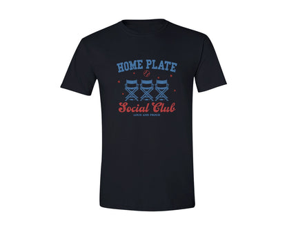brand:Generic|color:Black|Vintage Baseball Home Plate Social Club Graphic T-Shirt