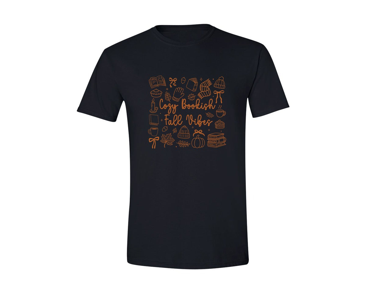 brand:Generic|color:Black|Coquette Fall Book Cozy Bookish Bookworm Graphic T-Shirt